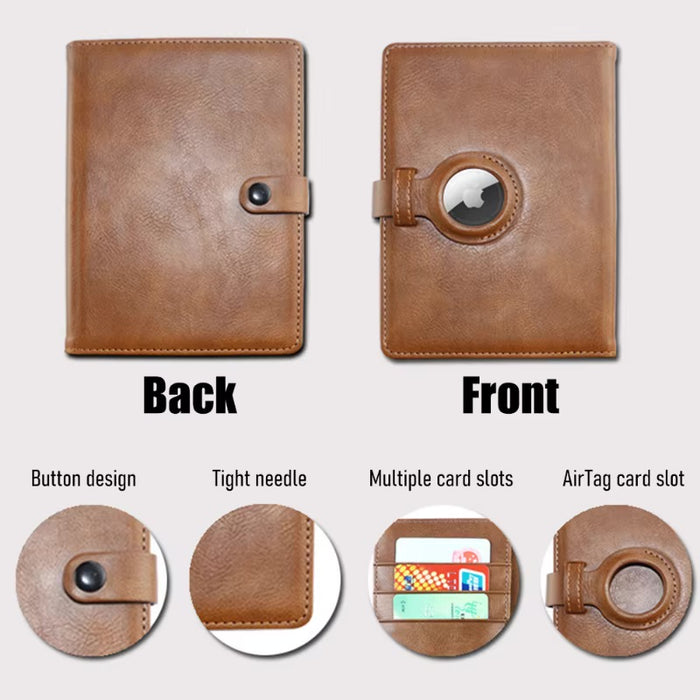 Passport Holder Cover with AirTag Slot - Brown