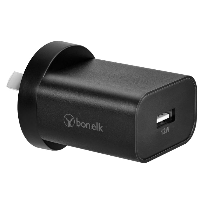 Bonelk USB-A Wall Charger, 12W - Black