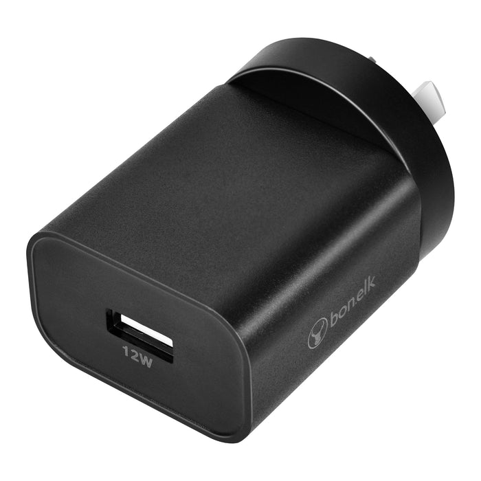 Bonelk USB-A Wall Charger, 12W - Black