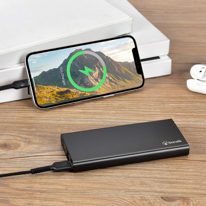 Bonelk Eco Series Slim Power Bank 10,000mAh, PD20W / QC 18W - Black