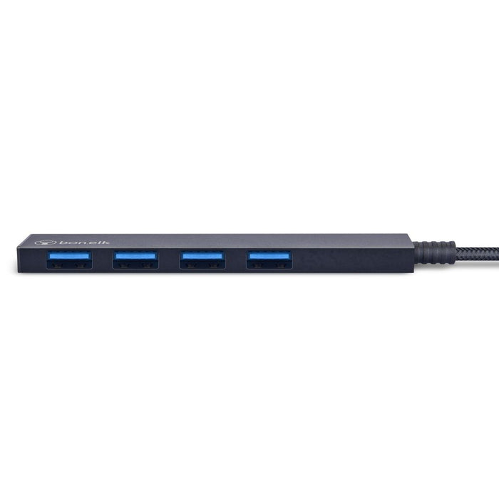 Bonelk Long-Life USB-A to 4 Port USB 3.0 Slim Hub (Black)