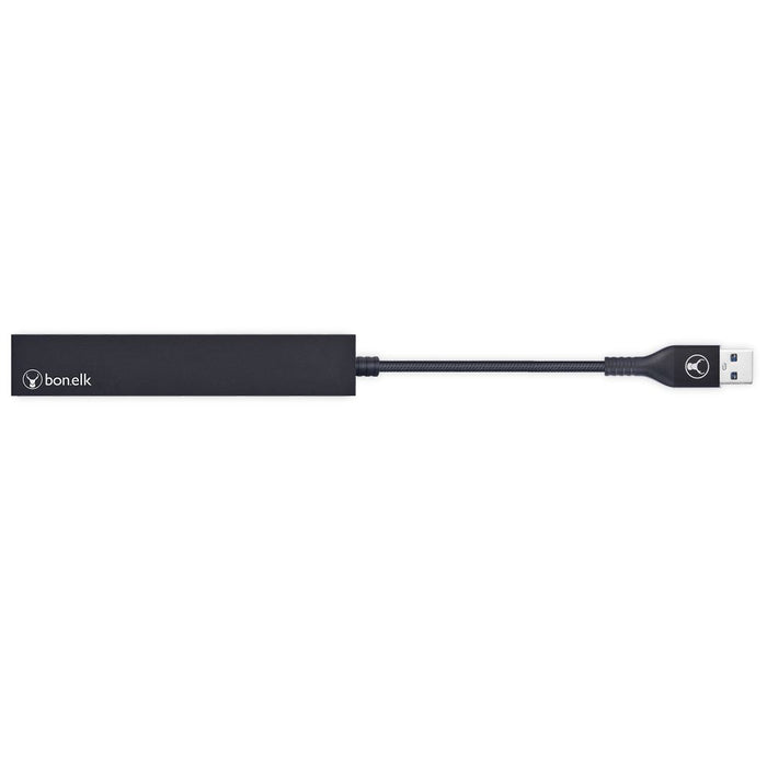 Bonelk Long-Life USB-A to 4 Port USB 3.0 Slim Hub (Black)