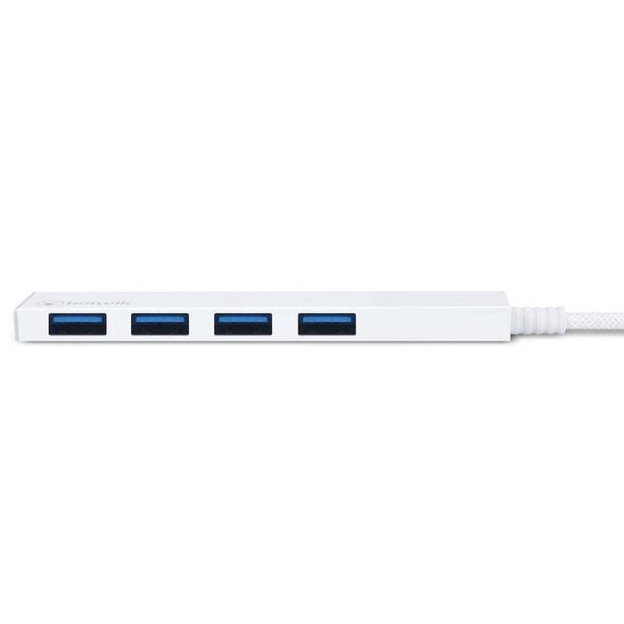 Bonelk Long-Life USB-A to 4 Port USB 3.0 Slim Hub (White)