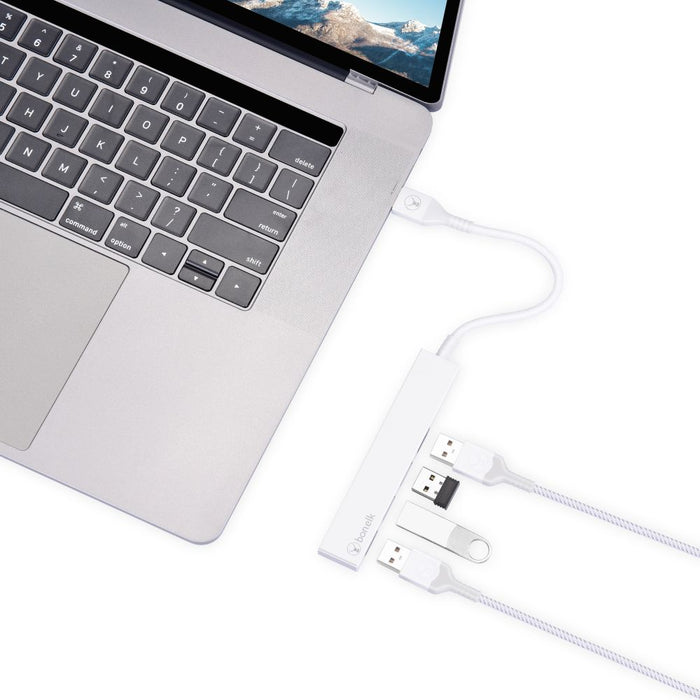 Bonelk Long-Life USB-A to 4 Port USB 3.0 Slim Hub (White)