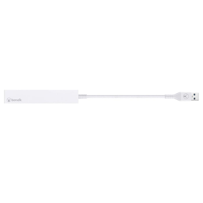 Bonelk Long-Life USB-A to 4 Port USB 3.0 Slim Hub (White)