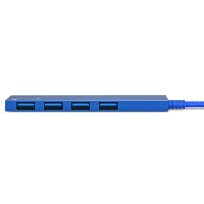 Bonelk Long-Life USB-A to 4 Port USB 3.0 Slim Hub (Blue)