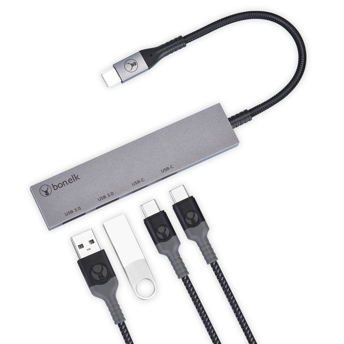 Bonelk Long-Life USB-C 4-in-1 Multiport Slim Hub (Space Grey)