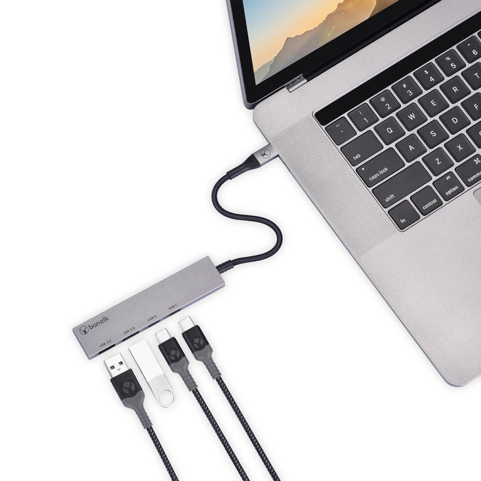 Bonelk Long-Life USB-C 4-in-1 Multiport Slim Hub (Space Grey)