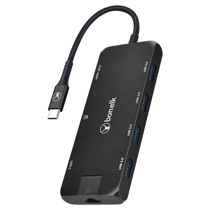 Bonelk Long-Life USB-C To 8-In-1 Multiport Hub (Black)