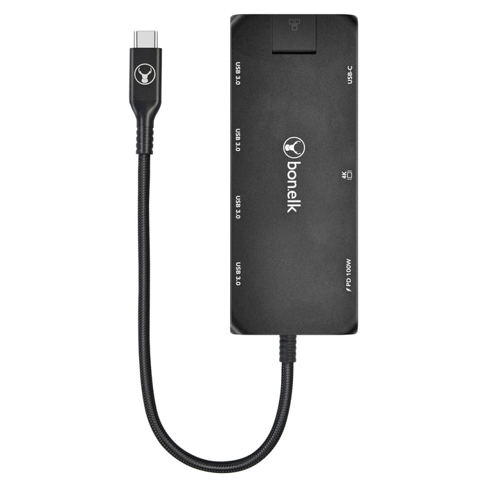 Bonelk Long-Life USB-C To 8-In-1 Multiport Hub (Black)