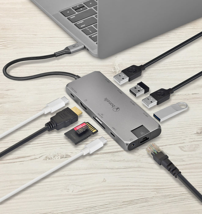 Bonelk Long-Life USB-C To 11-In-1 Multiport Hub - Space Grey