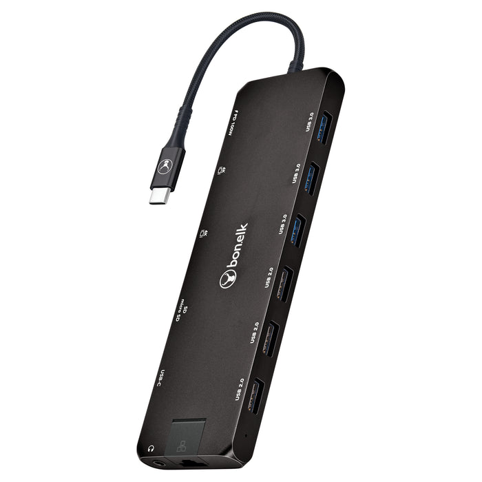 Bonelk Long-Life USB-C To 14-In-1 Multiport Hub - Black