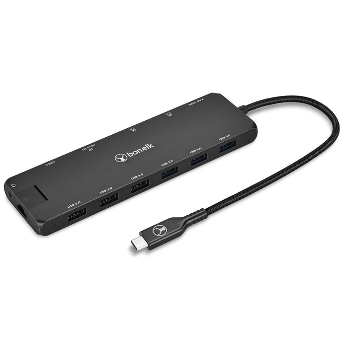 Bonelk Long-Life USB-C To 14-In-1 Multiport Hub - Black