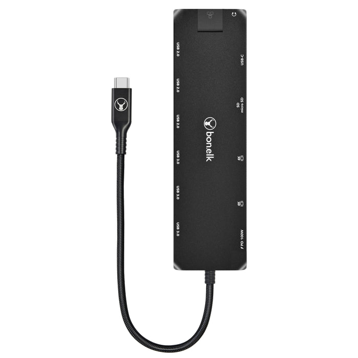 Bonelk Long-Life USB-C To 14-In-1 Multiport Hub - Black