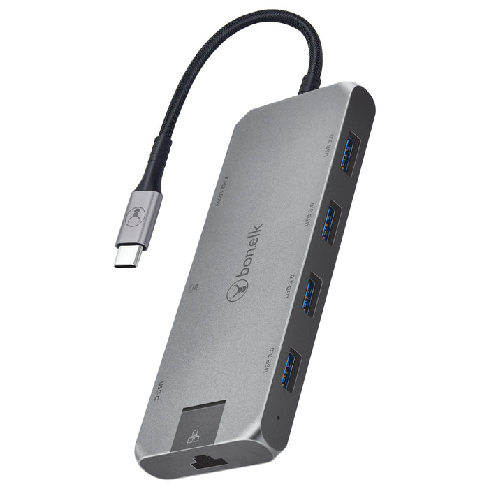 Bonelk Long-Life USB-C To 8-In-1 Multiport Hub (Space Grey)