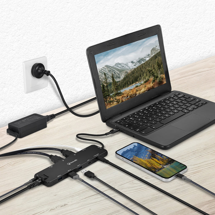 Bonelk Long-Life USB-C To 12-In-1 Multiport Powered Hub - Black