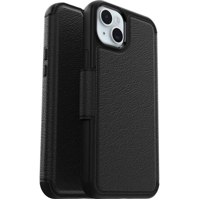 OtterBox Strada MagSafe Apple iPhone 15 Plus (6.7") Case Shadow (Black) Leather Folio Cover