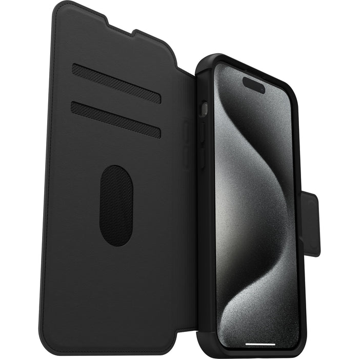 OtterBox Strada MagSafe Apple iPhone 15 Pro Max (6.7") Case Shadow (Black) Leather Folio Cover