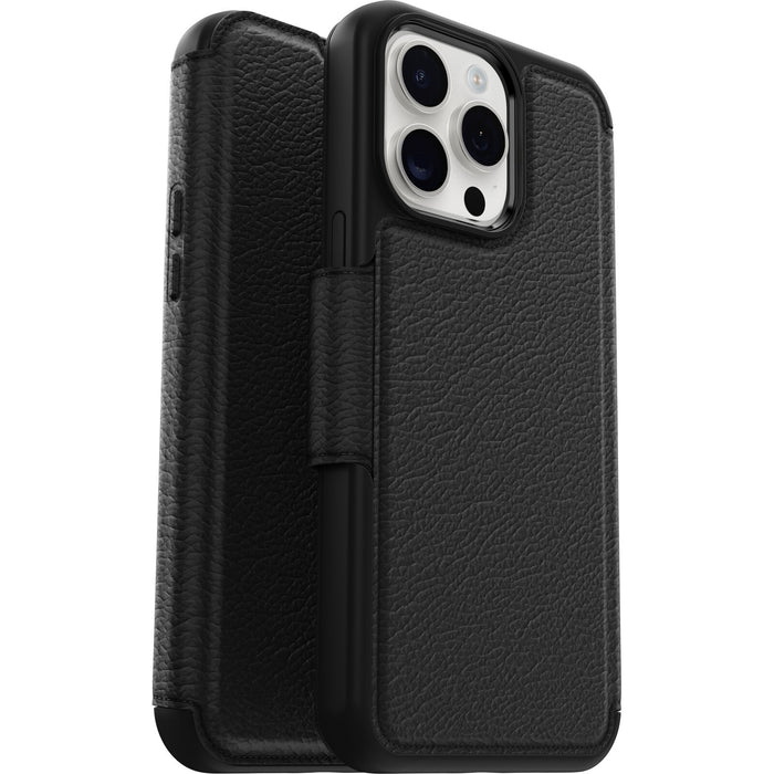 OtterBox Strada MagSafe Apple iPhone 15 Pro Max (6.7") Case Shadow (Black) Leather Folio Cover