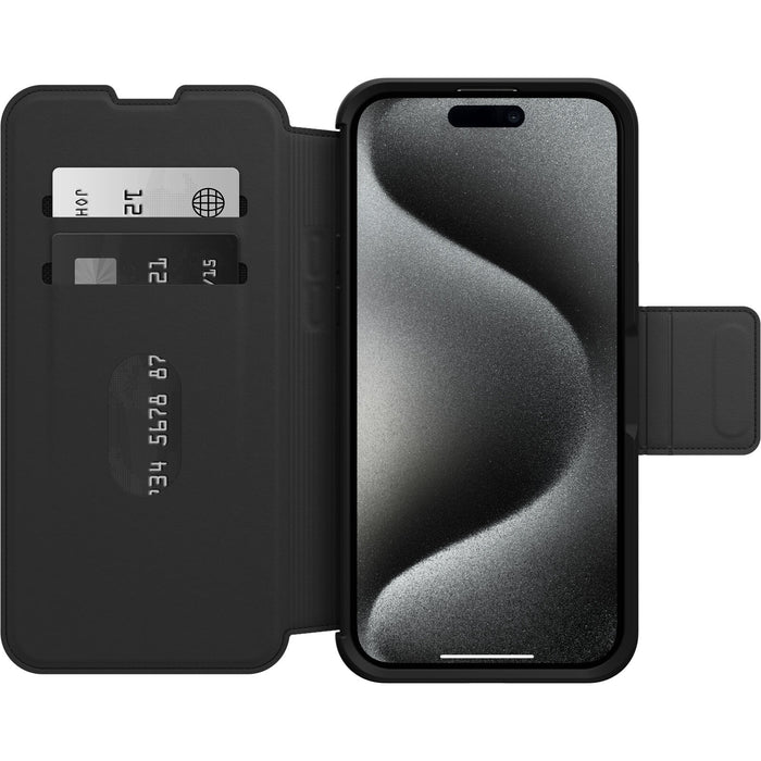 OtterBox Strada MagSafe Apple iPhone 15 Pro Max (6.7") Case Shadow (Black) Leather Folio Cover