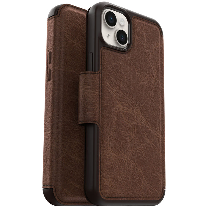 OtterBox Strada Apple iPhone 14 Plus Case Brown, Leather Folio Cover, Card Holder