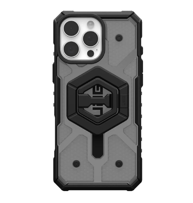 UAG Pathfinder Clear MagSafe Apple iPhone 16 Pro Max (6.9") Rugged Case + Black Ring Stand- Ash