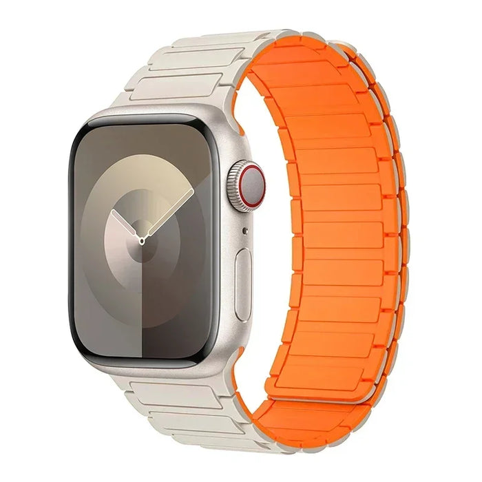 Silicone Magnetic Loop Band - For Apple Watch - White-Orange