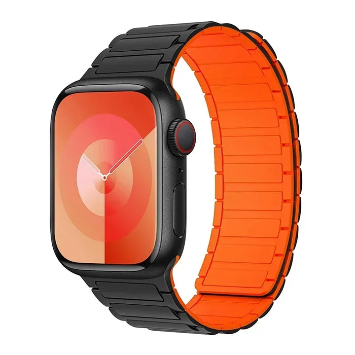 Silicone Magnetic Loop Band - For Apple Watch - Black-Orange