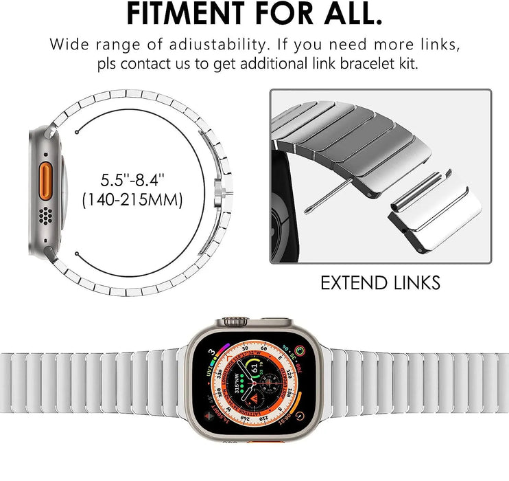 Luxury Stainless Steel Metal Band For Apple Watch - Silver