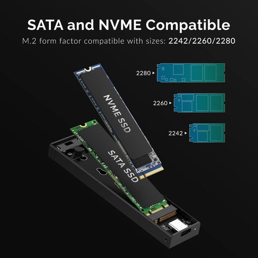 Sabrent USB 3.2 Type-C Tool-Free Enclosure for M.2 PCIe NVMe and SATA SSDs