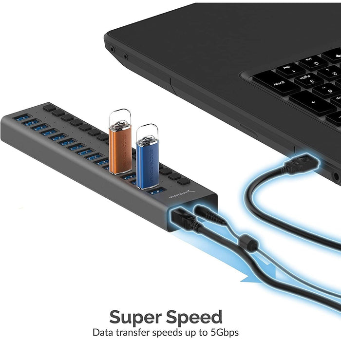 Sabrent USB 3.0 16-Port Aluminum HUB with Power Switches and LEDs