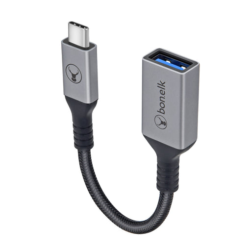 Bonelk Long-Life USB-C to USB-A Adapter 15cm - Space Grey