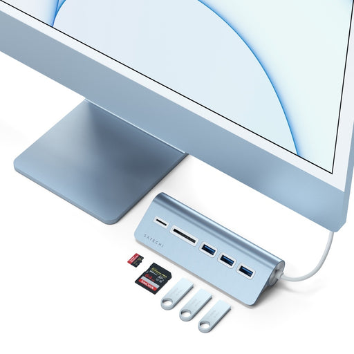 Satechi USB-C Aluminium USB Hub & Card Reader - Blue